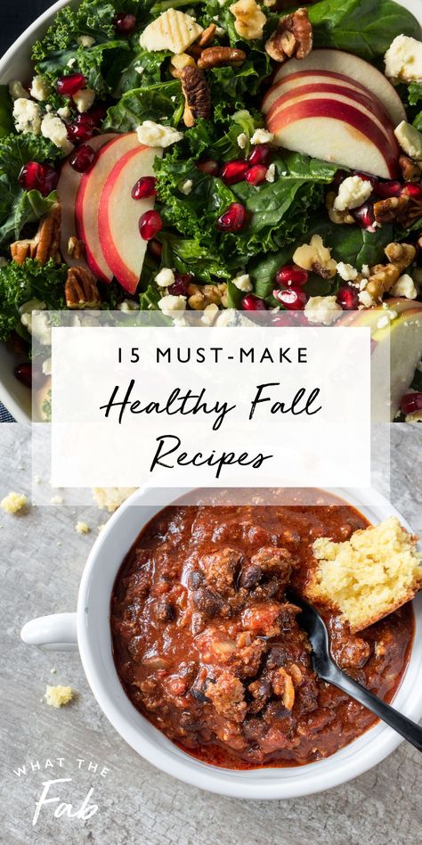 When fall rolls around, it’s easy to over-indulge in comfort foods like salty stews, carb-loaded pasta, and sugary pies. It doesn’t have to be this way—swapping beef for turkey or heavy whipping cream for coconut milk lightens things up, making it easier to eat a satisfying meal that doesn’t wreck your diet. Read the blog to get all the healthy fall recipes that are just as cozy without the added guilt.  Healthy fall recipes, fall recipes, healthy fall recipes easy, healthy fall recipes dinner Fall Healthy Lunch Ideas, Healthy Fall Food Recipes, Healthy Autumn Meals, Healthy Fall Dinner Ideas, Easy Healthy Fall Recipes Dinner, Clean Eating Fall Recipes, Roasted Carrot Soup Recipes, Fall Recipes Easy, Healthy Fall Recipes Dinner