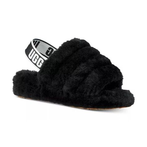 Nwot Ugg Women's Fluff Yeah Slide Slippers 8 - Black & White Layers Of Plush Fur Abound In The Comfortably Stylish And Cozy Fluff Yeah Slides By Ugg. Round-Toe Slip-On Slingback Sandals Real Fur At Linings And Upper Elastic Heel Strap With Logo Details; Uggpure Wool Wicks Away Moisture To Help Keep Feet Warm And Dry Pieced, Dyed Sheepskin Fur Origin: Australia, Ireland, United Kingdom Or United States 10mm Sheepskin Upper, Lining, And Insole This Product Was Made In A Factory That Supports Women Black Ugg Slippers, Ugg Shoes Women, Fluff Yeah Slide, Ugg Slides, Ugg Sandals, Shoes Ugg, Shearling Slippers, Black Uggs, Black Slippers