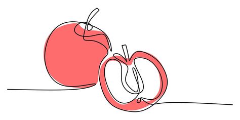 Continuous line drawing of apple fruit. Drawing Of Apple, Drawing Fruit, Doodle Font, Doodle Fonts, Continuous Line Drawing, Apple Fruit, Continuous Line, Line Drawing, Vector Art