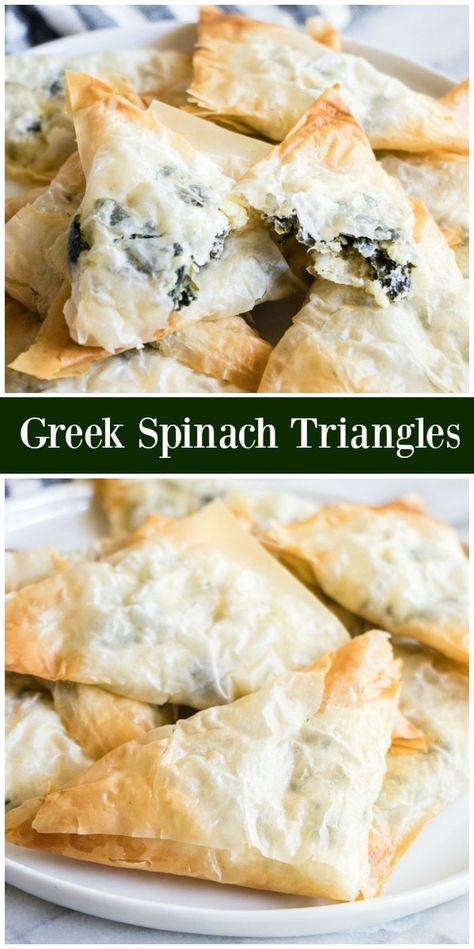 Greek Spinach Triangles recipe from RecipeGirl.com : Spanakopita appetizer recipe #greek #spinach #triangles #spanakopita #phyllo #filo #appetizer #recipe #RecipeGirl via @recipegirl Spinach Triangles, Spanakopita Recipe, Greek Spinach, Gluten Free Puff Pastry, Make Ahead Appetizers, Spinach Pie, Cheese Wrap, Trending Recipes, Spinach And Feta