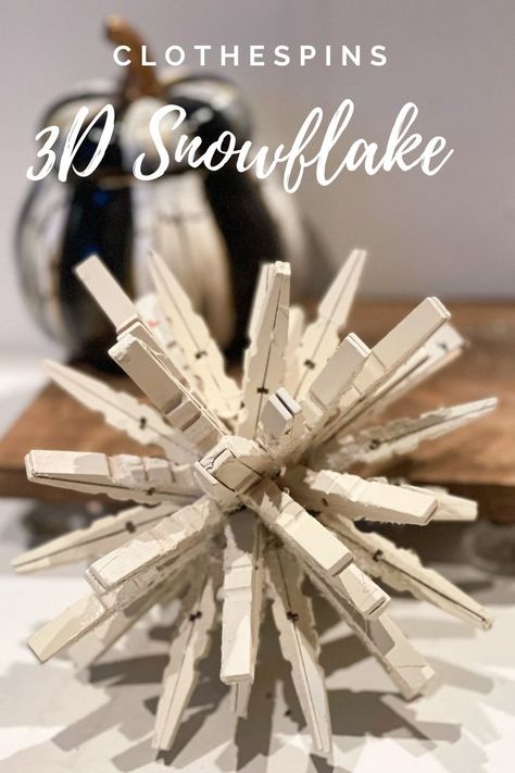 How to make Easy Snowflake · Just That Perfect Piece Snowflake From Clothespins, Crafts You Can Sell, Snowflake Clothes, Clothespins Crafts, Dough Bowl Filler, Antique Crafts, Pin Ornaments, Boxes Decoration, Peg Crafts