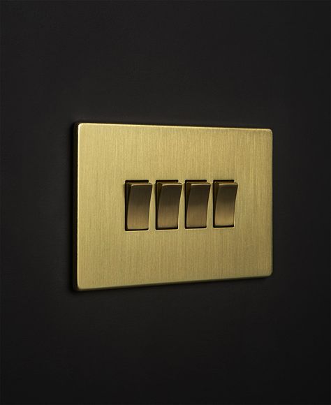 Internal Door Handles, Kitchen Door Handles, Brass Plate, Rocker Switch, Dark Interiors, Plug Socket, Switch Plates, Brushed Brass, Light Fittings