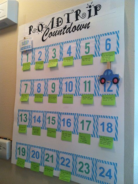 Road trip countdown.  each day til the day, is an activity or chore to help mom prepare for trip. :) so much easier to get it all packed and prepared! Trip Countdown, Countdown Ideas, Travel Hacks Kids, Vacation Countdown, Family Fun Day, Traveling Ideas, Road Trip With Kids, Mom Help, Travel Hacks