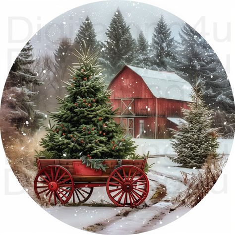 Christmas Art On Wood, Christmas Images Printable, Nativity Images, Christmas Wagon, Christmas Art Prints, Christmas Barn, Digital Downloads Printables, Farmhouse Ornaments, Holiday Wall Art