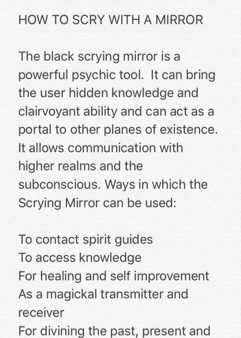 Mirror Work Witchcraft, Black Mirror Witchcraft, What Is Scrying Witchcraft, How To Scrying, Mirror Magic Witch, Locking Mirror Witchcraft, Mirror Magic Spells, Witchcraft Scrying, Divination Types