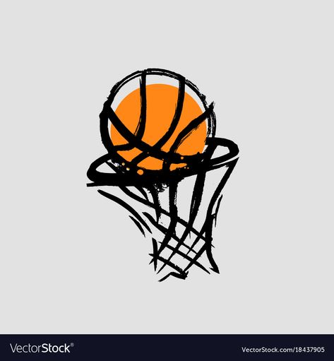 Simple Basketball Tattoos, Basketball Net Drawing, Basketball Design Ideas, Basketball Art Design, Basketball Sketch, Basketball Doodle, Basketball Graffiti, Basketball Illustration, Basketball Vector