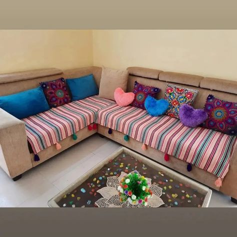 Customised Sofa Covers Sofa Throws etc. To place an order please message me on my instagram page. Sofa Cover For Wooden Sofa, Sofa Cloth, Customised Sofa, Diwali Diya Decoration, Diya Decoration, Sofa Throws, Dog Sweater Pattern, Room Sofa Design, Diwali Diya