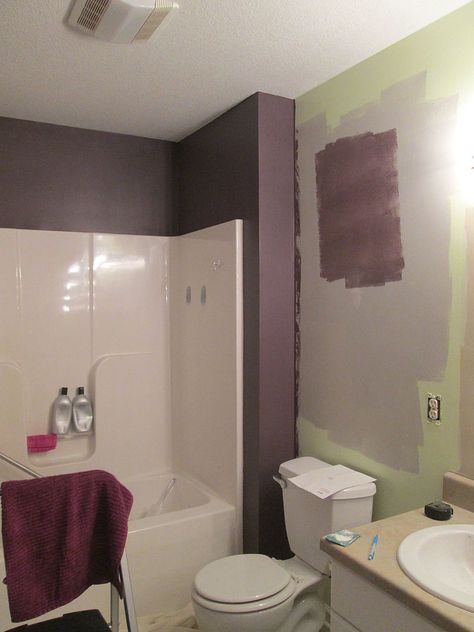 Small Spa Bathroom Ideas, Spa Paint Colors, Expressive Plum, Spa Bathroom Colors, Small Spa Bathroom, Plum Bathroom, Bathroom Wall Colors, Small Bathroom Paint, Spa Inspired Bathroom