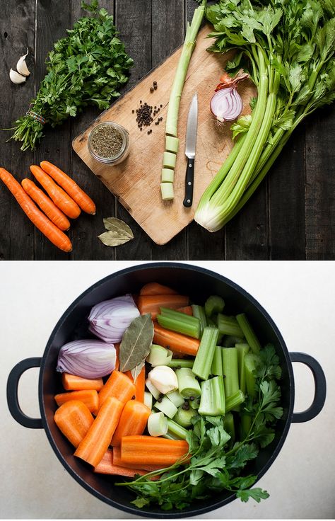 Super easy vegetable stock / boulion, ideal as a base for soups, sauces and stews. Veg Stock Recipes, Homemade Vegetable Stock, Bouillon Recipe, Veg Stock, Lazy Cat Kitchen, Veggie Broth, Stock Recipes, Soup Stock, Cat Kitchen