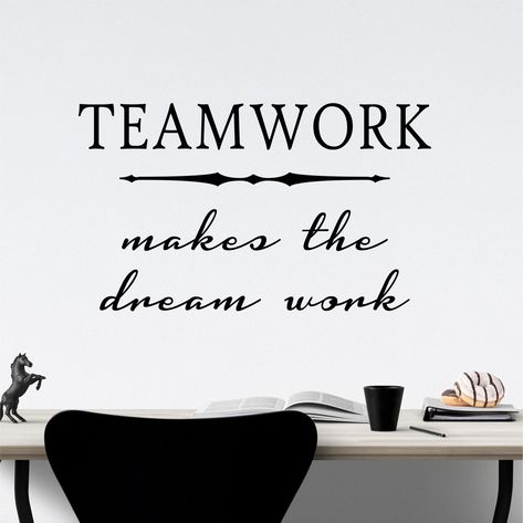 Office Wall Decal Teamwork Makes The Dream Work Motivational | Etsy Break Room Wall Ideas, Recognition Board, Break Room Decor, Teachers Lounge Makeover, Inspirational Teamwork Quotes, Lounge Makeover, Workplace Decor, Employee Motivation, Inspirational Wall Quotes