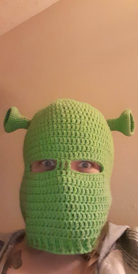 Shrek Crochet Shrek Crochet, Crochet Ski Mask, Zombie Mask, Crochet Design Pattern, Crochet Design, Ski Mask, Shrek, Crochet Designs, Skiing