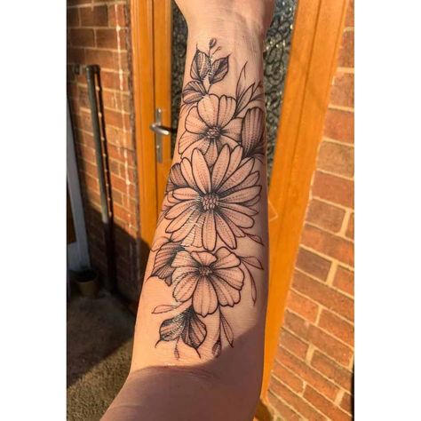 Top 53+ Best Aster Flower Tattoo Ideas - [2021 Inspiration Guide] Aster And Sunflower Tattoo, Aster Sleeve Tattoo, Margaritas, Daisy Arm Sleeve Tattoo, Aster Rose Tattoo, Aster Flower Tattoo Sleeve, Aster Shoulder Tattoo, Daisy And Aster Flower Tattoo, Asher Flower Tattoo