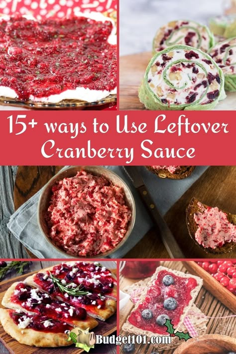 15+ Tasty Ways to Use Leftover Cranberry Sauce 🎄 Don't let that cranberry sauce go to waste, transform it into these amazing appetizers, breakfast, and dessert ideas! #Cranberry #CranberrySauce #Leftovers #LeftoverCranberrySauce #MYO #PremeditatedLeftovers #DirtCheap #Budget101 Cranberry Sauce Bread, Cranberry Sauce Recipe Easy, Leftover Cranberry Sauce Recipe, Cranberry Sauce Muffins, Sauce Ideas, Cranberry Orange Relish, Canned Cranberries, Cranberry Jelly, Jellied Cranberry Sauce