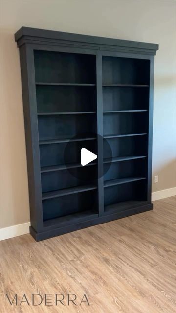 Fake Bookshelf Door, Bookshelf Sliding Door, Sliding Bookshelf Door Diy, Add Doors To Bookshelf Diy, Sliding Bookshelf Door, Sliding Bookshelf, Diy Bookshelf Door, Bookshelf Closet, Bookshelf Door