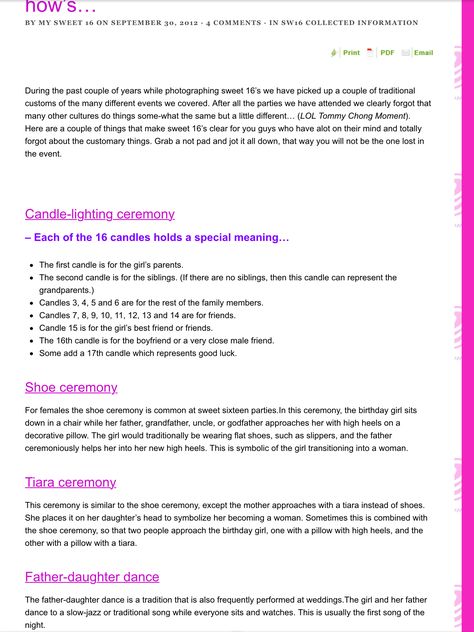 Sweet 16 tradition Sweet 16 Schedule Of Events, Things You Need For A Sweet 16, Things To Have At Your Sweet 16, Sweet Sixteen Party Traditions, Sweet 16 Party Themes Elegant, Sweet 16 Party Traditions, African American Sweet 16, Sweet 16 Traditions Ideas, Sweet 16 Speech