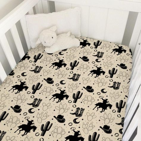 PRICES MAY VARY. 【Soft & Breathable:】The baby sheet for crib is made of high-quality fabric which is stretchy/breathable/comfortable and gentle; which will provide your baby with a unique soft touch. Suitable for use all year round. 【Perfect Fit:】These crib sheets fit perfectly on most standard crib mattresses and toddler mattresses; dimensions 52X28 inch. Our fitted crib sheets have an elastic band around the entire edge. 【Perfect for Multi Occasions:】It can be used as baby bed sheet, crib matt Cowboy Themed Nursery Boys, Baby Boy Nursery Small Space, Country Nursery Baby Boy, Boy Western Nursery, Cowboy Baby Room, Vintage Western Nursery, Western Nursery Baby Boy, Western Baby Boy Nursery, Western Theme Nursery