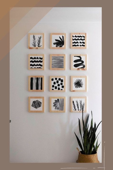 Wood Block Art, Hallway Gallery Wall, Kraf Kertas, Hiasan Bilik Tidur, Diy Wand, Interior Design Per La Casa, Dekor Diy, Craft Room Decor, Diy Holz