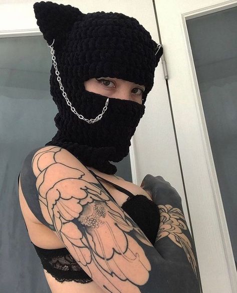 Black Crochet Balaclava, Cute Balaclava Crochet, Cool Balaclava, Crochet Baclava Hood, Crochet Baclava Hat, Baclava Hat Crochet, Crochet Baclava, Ski Mask Crochet, Drill Girl