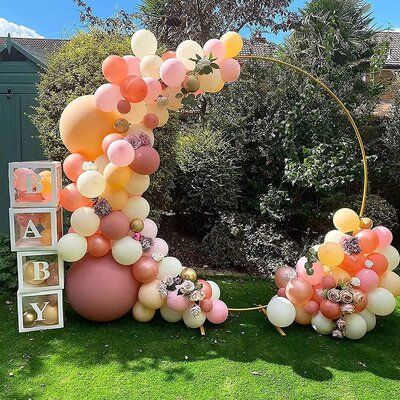 Ballon Ring Arch, Cake Table Balloon Arch, Balloon Arch Round Backdrop, Ballon Arch On Ring, Metal Circle Backdrop, Balloon Garland Ring, Circle Arch Baby Shower Backdrop, Ring Arch Balloon Decor, Balloon Arch On Circle Stand