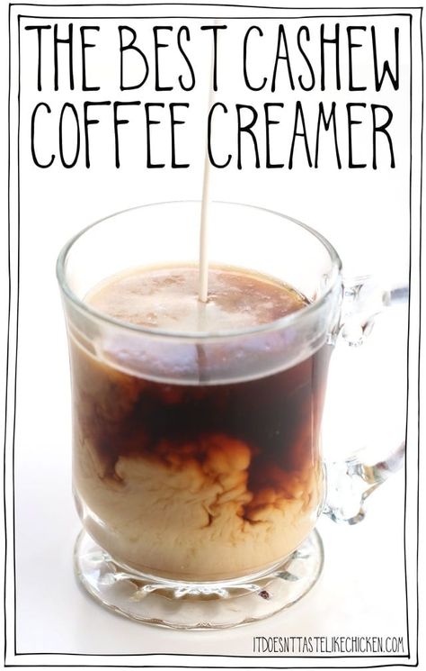 The Best Cashew Coffee Creamer Vegan Coffee Creamer, Best Coffee Creamer, Dairy Free Coffee Creamer, Cashew Coffee, Vegan Creamer, French Vanilla Creamer, Dairy Free Coffee, Coffee Creamer Recipe, Vegan French