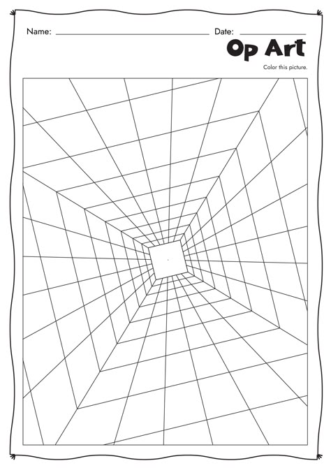 Op Art Coloring Pages Elementary School Coloring Pages, Optical Illusion Worksheet, Op Art Coloring Pages, Op Art Colorful, Optical Illusion Doodles, Op Art Tutorial, Optical Illusion Art Projects, Optic Illusion Art, Middle School Art Projects Easy