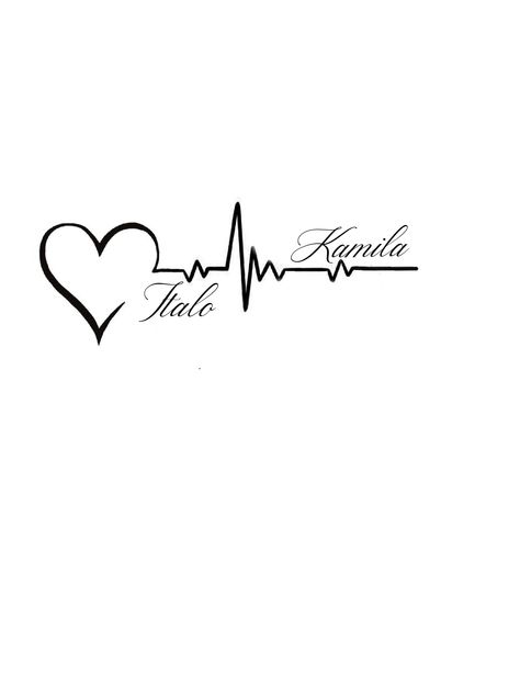 Heart Monitor Tattoo, Heartbeat Tattoo With Name, Heartbeat Tattoo Design, Jing Y Jang, Heartbeat Tattoo, Uv Tattoo, Couple Tattoos Unique, Free Tattoo Designs, Small Quote Tattoos