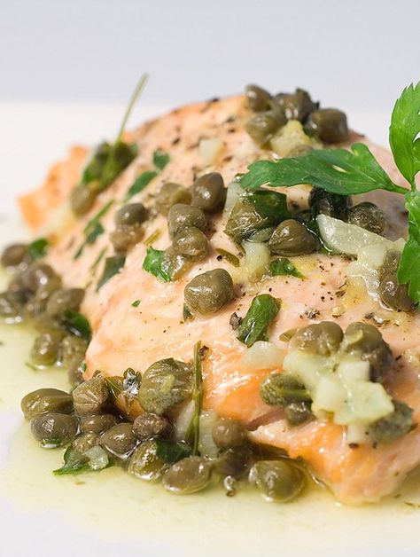 Baked Salmon With Lemon, Salmon Recipes Baked, Caper Butter, Baked Salmon Lemon, Oven Salmon, Dinner Salmon, Salmon With Lemon, Salmon Recipes Baked Healthy, Capers Recipe