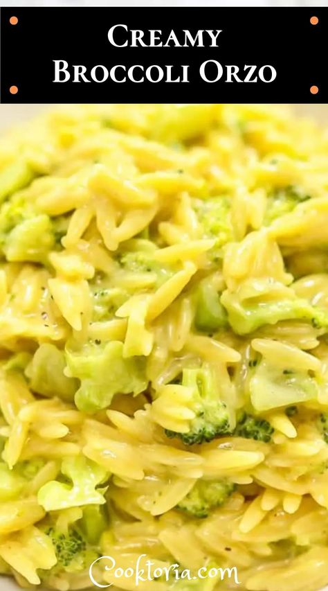 Orzo And Broccoli Recipe, Orzo Recipes Side, Orzo Dinner Recipes, Broccoli Orzo, Orzo Pasta Recipes, Chicken Wing Recipes Fried, Orzo Dishes, Broccoli Side Dish, Creamy Broccoli