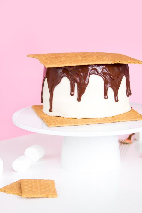 Smores Cake Recipe, Boy Scout Law, Giant Pool Floats, Hamburger Cake, Giant Pool, Scout Law, Glamping Birthday, Smores Cake, Glamping Party