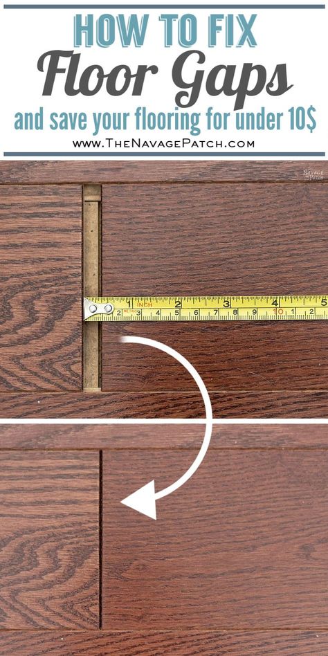 How to Fix Floating Floor Gaps with a DIY Floor Gap Fixer | DIY floor gap fixer | How to fix gaps in floorboards for under $10 | How to fix gaps in wooden floors | Hot to fix gaps in laminate floors | #TheNavagePatch #DIY #HowTo #easydiy #woodfloors #livingroom #Farmhouse #flooring | TheNavagePatch.com Sell Ideas, Shelves Wood, Floating Floor, Interior Minimalista, Home Fix, Diy Flooring, Diy Home Repair, Home Repairs, Diy Home Improvement