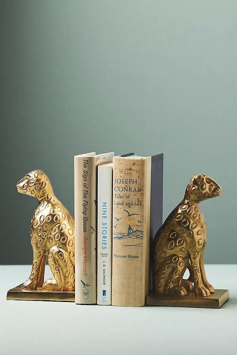 Shop Unique Trays Tables & Decorative Objects | Anthropologie Vintage Owl Bookends, Antelope Decor, Cheetah Room Decor, Gold Bookends, Lion Bookends, Christmas Burgundy, Metal Bookends, Burgundy Christmas, Book Holder Stand