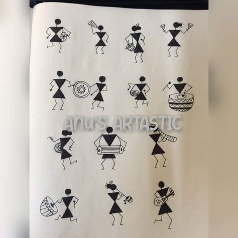 Warli Drawing Ideas, Varali Painting On Wall, Warli Art Mehndi Designs, Warli Art Designs On Fabric, Varli Art Painting, Worli Painting On Fabric, Worli Painting Designs, Varli Painting Art, Warli Art Easy