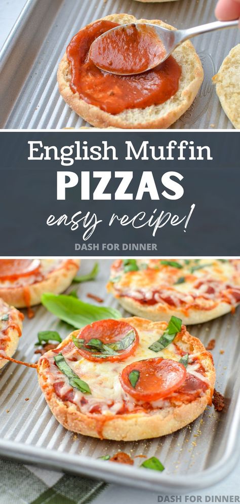 English Muffin Pizza Oven, English Muffin Recipe Ideas, Pizza English Muffins, Whole Wheat English Muffins, English Muffin Recipe, English Muffin Breakfast, Toaster Oven Recipes, English Muffin Pizza, English Muffin Recipes