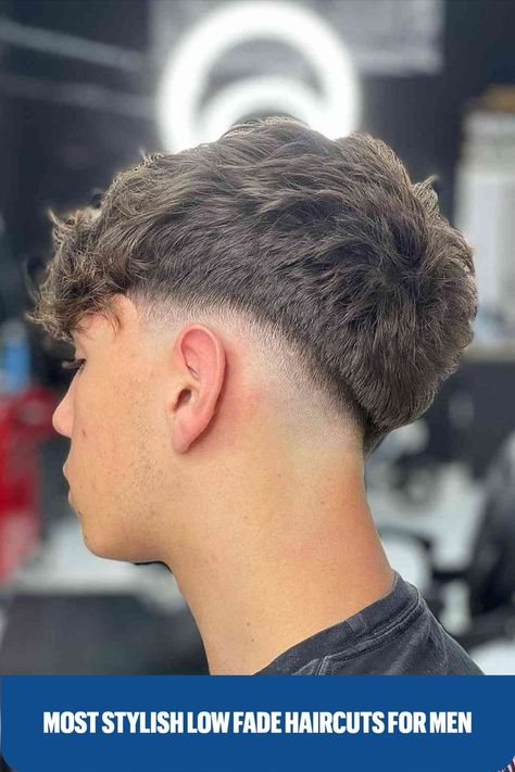 Casual Low Taper Fade for Men Low V Fade, Low Skin Taper, Low Fade Curly Hair, Curly Hairstyles Men, Fade Haircut Curly Hair, Low Taper Fade Haircut, Taper Fade Curly Hair, Drop Fade Haircut, Curly Hair Fade