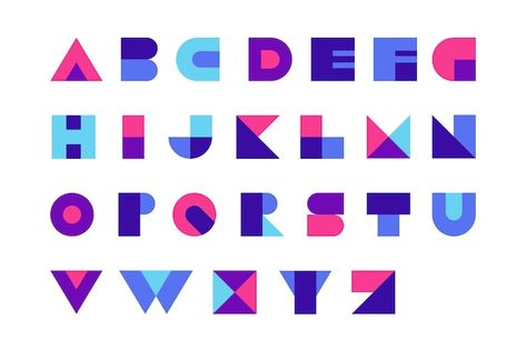 Geometric font modern bold alphabet logo... | Premium Vector #Freepik #vector #letters-logo #modern-alphabet #geometric-font #alphabet-logo Geometric Fonts Alphabet, Geometric Letters Alphabet, Geometric Typography Design, Block Letters Font Alphabet, Modular Alphabet, Geometric Lettering, Abcd Letters, Geometric Letters, Bold Alphabet