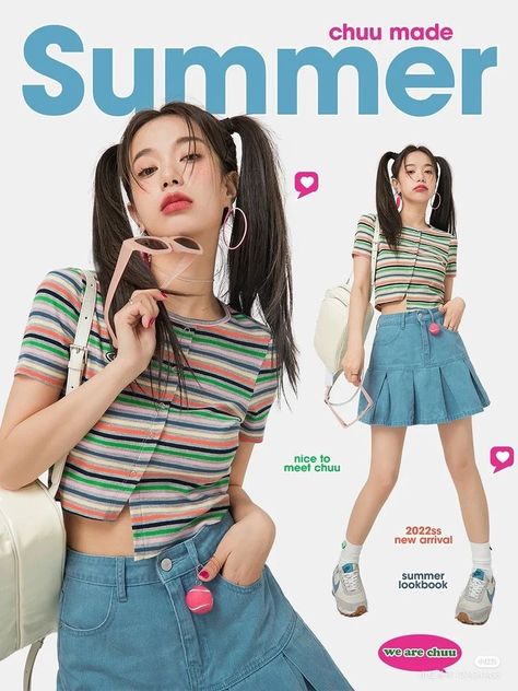 Colorful Kpop Outfits, Y2k Korean Fashion, Korean Fashion 2023, Look Festival, Summer Lookbook, 2000s Fashion, Character Outfits, Lookbook Outfits, Fashion Poses