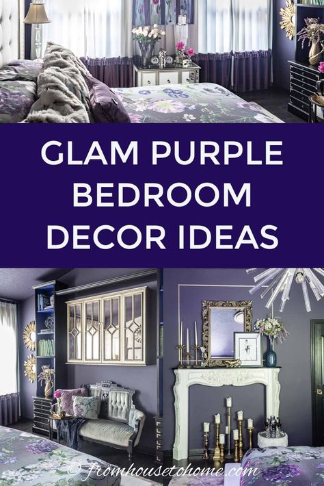 Painting your master bedroom walls dark purple might seem scary, but these purple bedroom decorating ideas will show you how to make your room look stunning #fromhousetohome #bedroomideas #bedroomdesign #bedroomdecor #color #masterbedroommakeover #homedecor Dark Purple Bedroom Walls, Dark Purple Bedroom Ideas, Dark Purple Bedrooms, Dark Purple Bedroom, Purple Bedroom Walls, Purple Bedroom Ideas, Purple Bedroom Decor, Paint Decor, Bedroom Purple