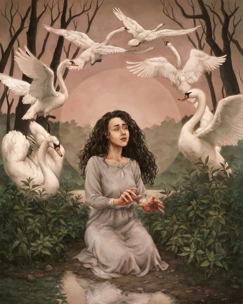 Juliet Marillier, Medieval Lady, Lyanna Stark, Medieval Girl, The Swan Princess, Wild Swans, Grimm Tales, Bookish Art, Bird Girl