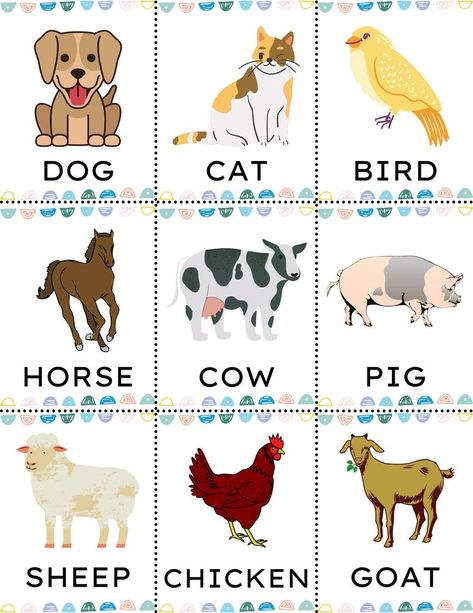 Free Printable Animals Flash Cards 01B Tame Animals Activities For Preschool, Animals Pictures For Kids Printables, Animals For Kids Teaching, Zoo Animals Flashcards, Animals For Kindergarten, Flash Cards Ideas Study, Animal Cards For Kids, Animals Flashcards For Kids, Printable Animal Pictures