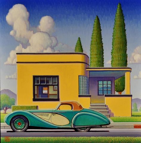 Robert Laduke, Vintage Road Trip, Contemporary Art Deco, Art Walk, Ad Art, Architecture Illustration, Mid Century Art, Retro Futurism, Dieselpunk