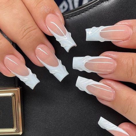 Nails Acrylic 2024, Gel Nails Long, Wedding Acrylic Nails, Brown Acrylic Nails, Tapered Square Nails, White Acrylic Nails, Girly Acrylic Nails, French Tip Acrylic Nails, Glow Nails