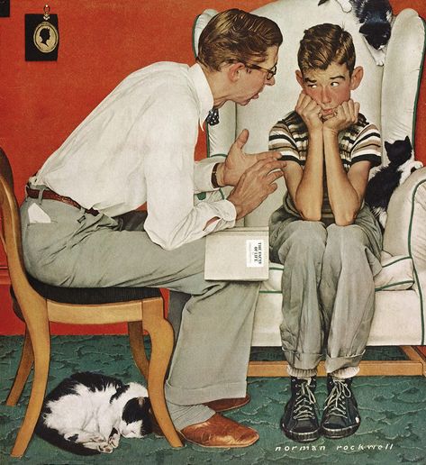 Celebrate Father's Day with Norman Rockwell Norman Rockwell Art, Facts Of Life, John Howe, Classical Beauty, Rockwell Paintings, Norman Rockwell Paintings, Illustration Picture, Saturday Evening Post, Marmont Hill