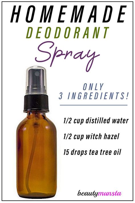 Witch Hazel Deodorant, Tea Tree Oil Deodorant, Diy Deodorant Spray, Tea Tree Oil Skin, Natural Beauty Hacks, Spray Deodorant, Deodorant Recipes, Diy Deodorant, Homemade Deodorant