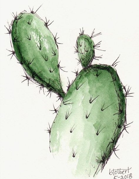 Flower Tower, Watercolor Art Paintings, Original Watercolor Art, Watercolor Cactus, Watercolor Plants, Feather Art, Cactus Plant, Plant Painting, My Drawings