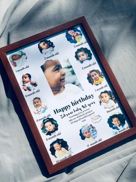 Baby frame Baby 12 Month Frame Template, Baby 12 Year Frame Template, Photo Collage Frame Ideas For Birthday, Birthday Photo Frame Models, Birthday Frames Design For Pictures, Baby 12 Year Frame, 1 Year Baby Gift Ideas, Birthday Photo Frames Ideas, Baby Collage Ideas