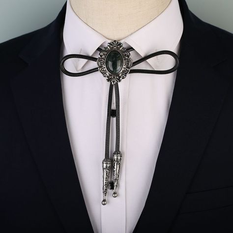 Men Fashion Korean, Wedding Bolo Tie, Bolo Tie Men, Male Suit, Western Men, Tie Outfit, Jackets Sweaters, Bolo Necklace, Necklace Woman