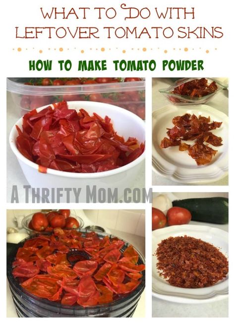 What To Do With Leftover Tomato Skins & How To Make Tomato Powder Dehydrated Tomato Skins, Making Tomato Powder, Dehydrating Tomato Skins, Tomato Skin Recipes, Dehydrating Tomatoes, Tomato Skins, Canned Recipes, Fresh Pasta Sauce, Tomato Powder