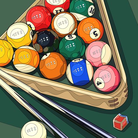 Billiard Wallpaper, Billards Art, Pool Drawing, Casino Jackpot, Ball Aesthetic, Ball Drawing, Plant Art Print, Art Table, Painting Art Projects