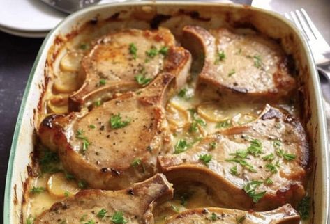 Pork Chop with Baked Potatoes - MAKINGOURLIFEMATTER Pork Chops With Scalloped Potatoes, Tender Baked Pork Chops, Pork Chop Casserole Recipes, Pork Chop Casserole, Pan Pork Chops, Pork Crockpot Recipes, Pork Chops And Potatoes, Tender Pork Chops, Ground Beef Pasta