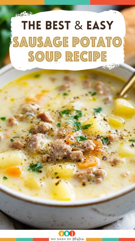 Warm up with this comforting Sausage Potato Soup Recipe! Filled with hearty Italian sausage, tender potatoes, and a creamy broth, it’s a must-try. Perfect for chilly evenings, this soup is easy to make and packed with flavor. Pin now, try it later! Sausage Potato Cheese Soup, Sausage Recipes Soup, Sausage Potato Crockpot Soup, Polish Sausage And Potato Soup, Baked Potato Soup With Sausage, Potato And Sausage Soup Recipes, Sausage Potato Soup Instant Pot, Sausage And Dumpling Soup, Potatoes And Sausage Soup